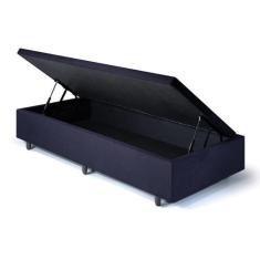 Base Box Baú Solteirinho Suede Preto 78x188x42cm - Cama inHouse
