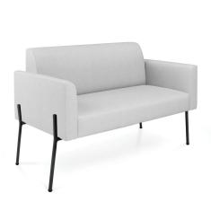 Sofá Namoradeira 2 Lugares Pé De Ferro Preto Marisa Linho Cinza D03 - D'rossi