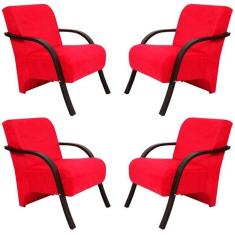 Kit 4 Poltronas Decorativas 1 Lugar Santa Rita Suede