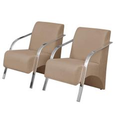 Kit 2 Poltronas Decorativas Vênus 1 Lugar Braço Pé Alumínio D Salla Suede