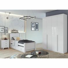 Quarto Solteiro Completo Alonzo Bicama Athenas/Cômoda Maggiore Móveis Lopas Branco