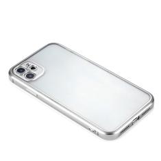 Capa transparente com moldura quadrada revestida de luxo para iPhone 12 11 Pro Max Mini XS XR X 7 8 Plus SE 2 Capa de silicone macio transparente fosco, prata, para iPhone 12 Pro