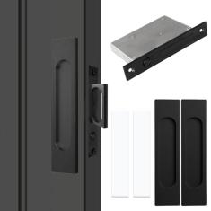 youthua Puxadores embutidos com puxador de borda, ferragens deslizantes para maçanetas de porta de celeiro, para puxadores de armário, bolso, armário e maçaneta de celeiro (preto, 180 mm (7,07 pol))