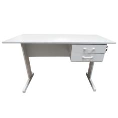 Mesa de Escritório Slim 1,20 x 0,60 com 2 Gavetas Branco
