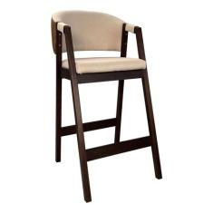 Banqueta Alta para Balcão Ravena em Madeira Maciça Capuccino Linho Beg