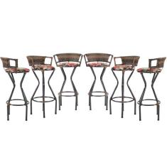 Conjunto 6 Banquetas Charme com Assento Estofado para Bancada - Coage 