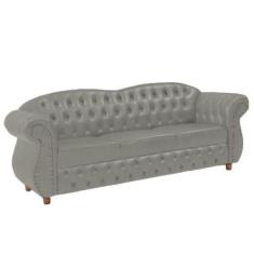 Sofá Chesterfield Merlo 3 lugares 2,30 - Suede Cinza Prata / Decoração
