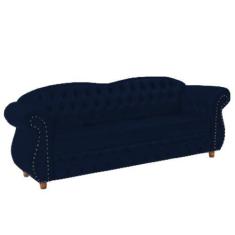 Sofá Chesterfield Merlo 3 lugares 1,80 - Suede Azul Marinho / Decoraçã