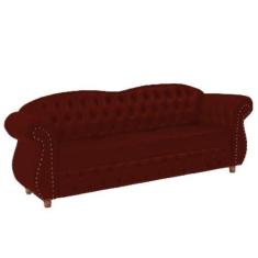 Sofá Chesterfield Merlo 3 lugares 1,80 - Veludo Bordo / Decoração, rec