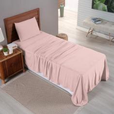 Jogo de Lençol Cama Liso Solteiro 03 Pçs Malha 100% Algodão Macio Elás