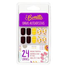 Kit Unhas Postiças Autoadesivas C/ 24 Unidades Linha Bonitta, Colorido