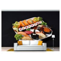 Papel De Parede Rodízio Japonês Sashimi 3D Al199 - Você Decora