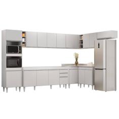 Armário de Cozinha Modulada de Canto 9 Peças CP04 Balcão Branco - Lumi
