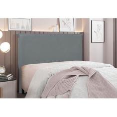 Cabeceira Cama Box Queen 160 cm Garden Veludo S04 - D'Rossi, Cinza