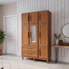 Guarda-Roupa Solteiro Ceará 7 Portas 2 Gavetas 2 Prateleiras com Espel