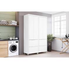 Paneleiro De Cozinha Modulado Marquesa Com 4 Portas E 4 Gavetas 140cm Branca