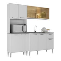 Armário De Cozinha Compacta Com Balcão Para Pia Siena Multimóveis Mp2217 Branco Branco
