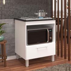 Balcão Para Cooktop 4 Bocas 1 Porta 1 Nicho para Forno J Carvalho Branco/Preto