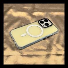 Capa de carregamento sem fio magnética transparente fosca de cor fluorescente luxuosa para iPhone 13 14 Pro Max Armor Cover, branco creme, para iPhone 14 Pro