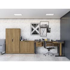 Conjunto Home Office 3 Peças com Escrivaninha, Balcão  e Armário Kappesberg Itapuã