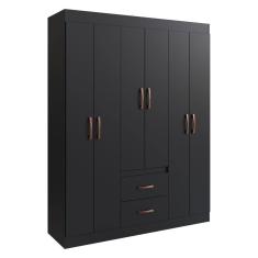 Guarda-roupas 6 Portas 2 Gavetas Multimóveis Cr35111 - Preto Preto