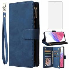 Asuwish Capa carteira compatível com Samsung Galaxy A53 5G 2022 e protetor de tela de vidro temperado, capa flip de couro, porta-cartões, capas para celular Gaxaly A53 G5 Galaxies 53A SM A536U