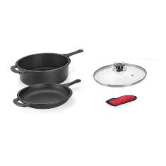 Conjunto Caçarola Frigideira Multiuso Ferro  Panela Mineira