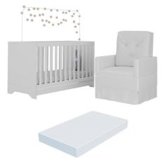 Berço 3x1 com Colchão Incluso e Poltrona de Amamentação Elza Multimóve