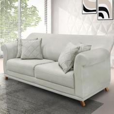 Sofá Decorativo 160cm 2 Lugares Com 4 Almofadas Base Madeira Armstrong Veludo Prata G63