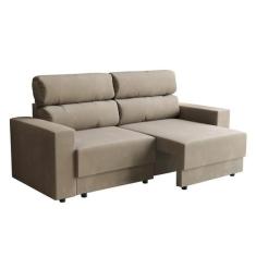Sofá 3 Lugares Retrátil e Reclinável Porto Alegre Suede Bege 180 cm - 