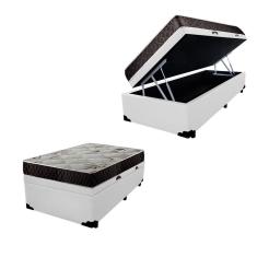 Cama Box Baú Solteiro Colchão Gold Espuma D33 Acolchões + Box Sintético 55x88x188