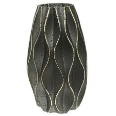 Vaso De Vidro Na Cor Preta 13X23 Cm