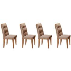 Cadeira Sala de Jantar Kit 4 Un Capuccino Animale Chocolate