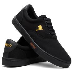 Tenis Masculino Sapatenis Polo Joy Confortavel Preto Amarelo, Preto, A