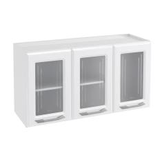 Armário Aéreo Cozinha Modulado Topázio 3 Portas c/ Vidro 105cm Branco - Telasul