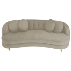 Sofá Curvo 2 Lugares Orgânico Luxo Panamá 160cm Linho Bege