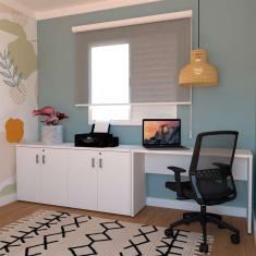 Conjunto de Escrivaninha com Armário de Escritório Tonal 4 pt Branco