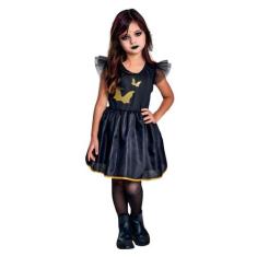 Vestido Halloween Infantil Fantasia de Bruxinha Morcego - Fantasias Ca