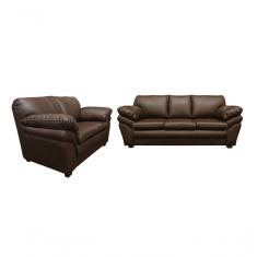 Conjunto Sofá De Couro Gana 3 E 2 Lugares Marrom Pigmentado - Mempra Design