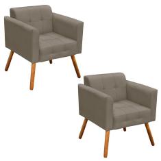 Kit 02 Poltronas Elisa Suede Marrom Rato Pés Palito D´rossi