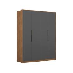 Guarda Roupa Solteiro 4 Portas Attore Demartêz, Amêndola e Grafito