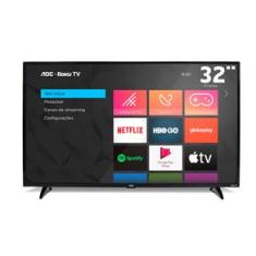 AOC Roku TV Smart TV LED 32” HD 32S5195/78 com Wi-fi, Controle Remoto com atalhos, Roku Mobile, Miracast, Entradas HDMI e USB