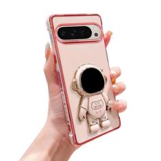 phylla Capa de telefone para Google Pixel 9/9 Pro 5g 16.0 cm, capa de telefone com suporte de astronauta de luxo com lindo coração de amor lateral padrão pequeno de silicone macio à prova de choque