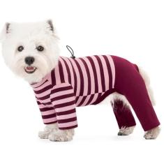 Casaco de inverno para cães, casacos quentes de algodão para clima frio, pijamas listrados de gola redonda, macacão para cães de manga comprida, roupas de inverno para cães pequenos e médios, macacão