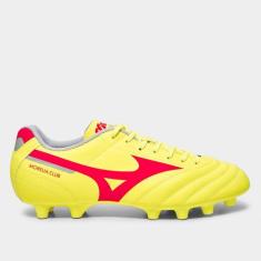 Chuteira Campo Mizuno Morelia Club Unissex, Amarelo, Laranja, 41