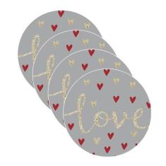 Sousplat Love Cinza - NSW, 4 Peças, com base