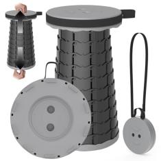 PLOGGING Banco dobrável portátil atualizado 2025, bancos dobráveis, peso máximo de 199 kg, leve, mas resistente, banco de acampamento dobrável telescópico para pesca ao ar livre, caminhadas, viagens