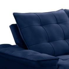 Sofá 3 Lugares Retrátil e Reclinável Batam Veludo Azul