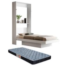 Cama Solteiro Articulável de parede para quarto sala vira estante prat