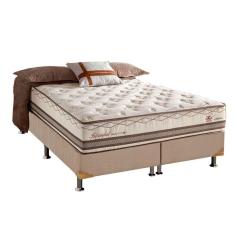 Cama Box King: Colchão Molas Herval Maxspring Istambul + Base Crc Suede Bege(193X203)